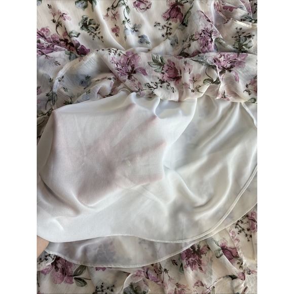 VICI Women's Floral Ruffle Tiered Mini Dress Sheer Long Sleeve Size M - Picture 9 of 11